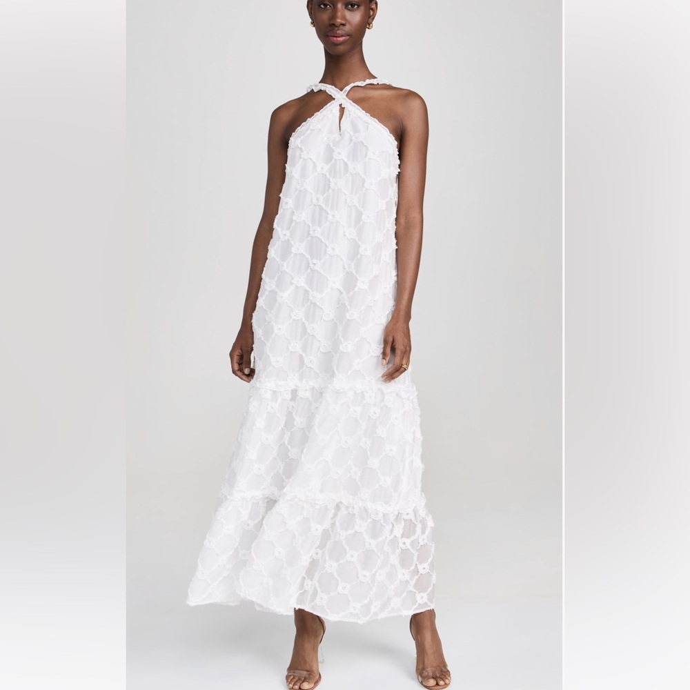 Elegant White Halter Midi Dress